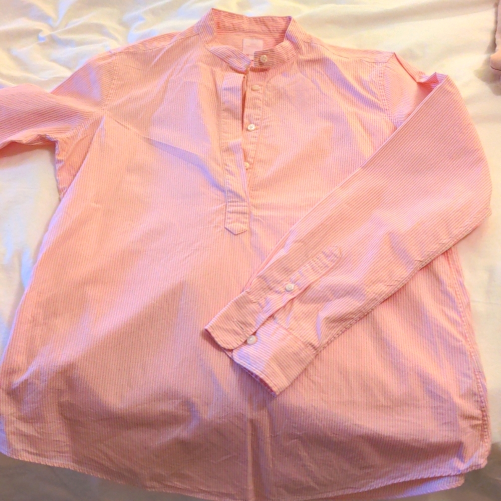 Ann Mashburn pink & white half button down